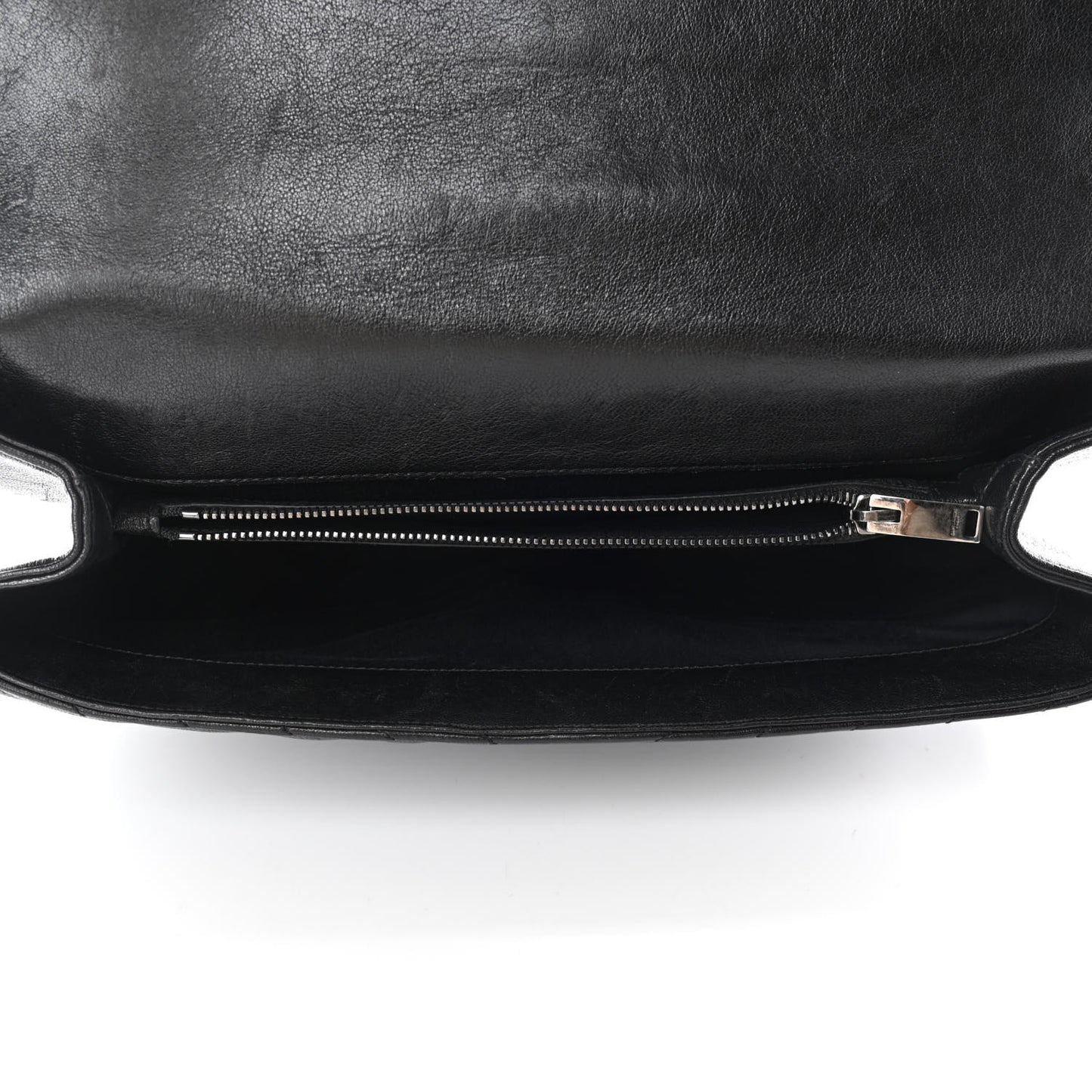 Sheepskin Matelasse Chevron Monogram Large College Satchel Black