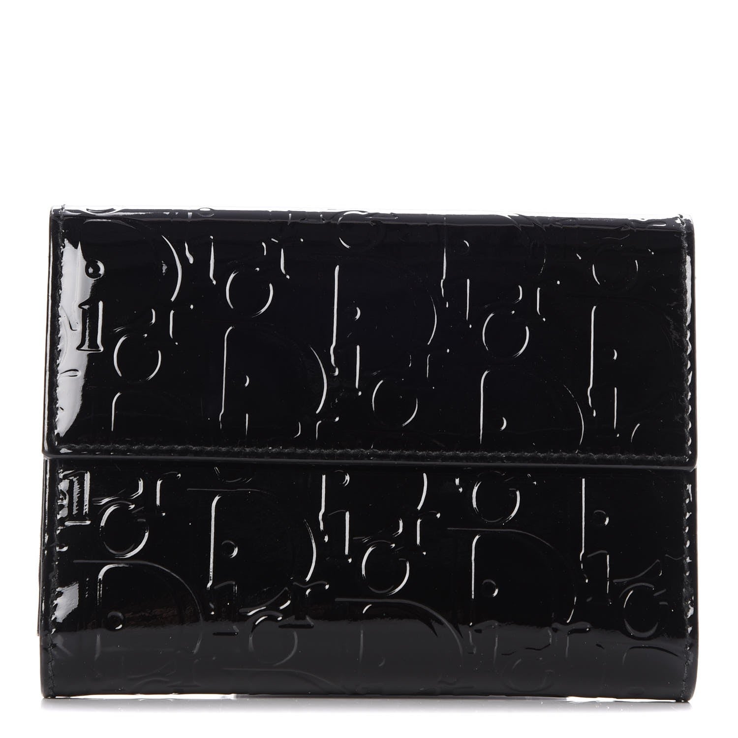 Christian Dior Patent Ultimate Compact Wallet Black 1 of 9