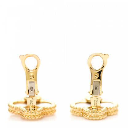 Van Cleef & Arpels 18K Yellow Gold Mother of Pearl Vintage Alhambra Clip-On Earrings 5 of 6