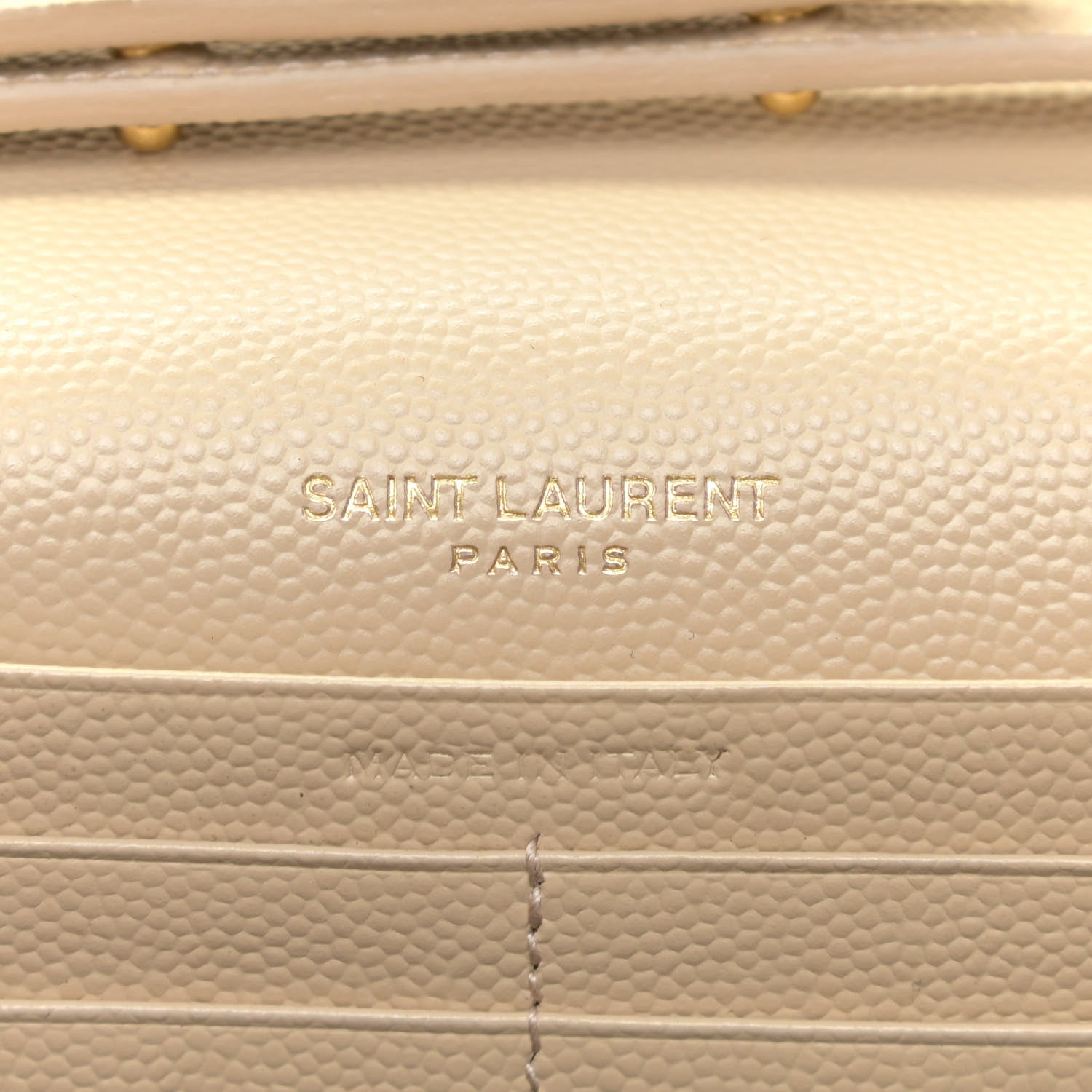 Saint Laurent Grain De Poudre Matelasse Chevron Monogram Chain Wallet Nude Powder 8 of 9