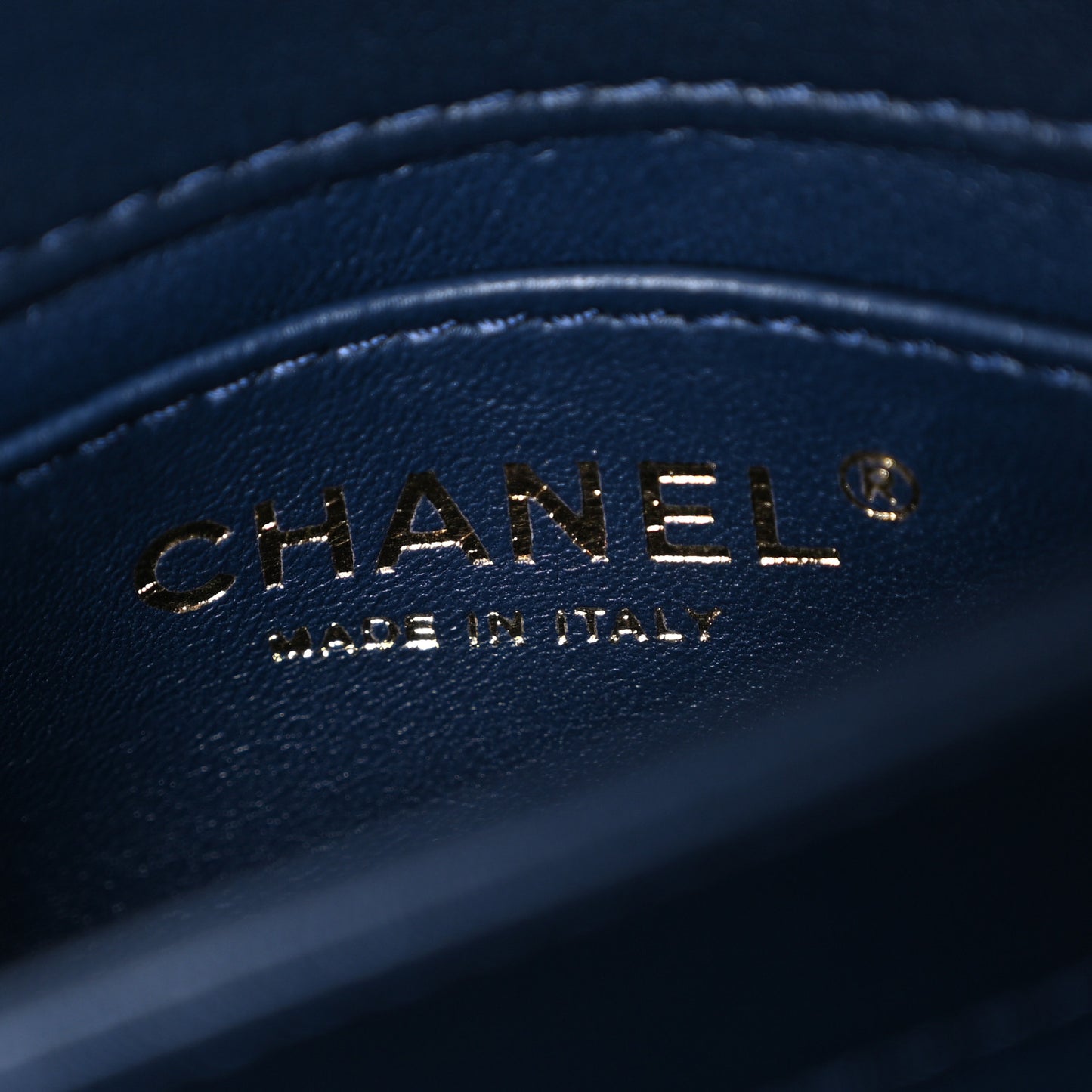 Calfskin Quilted Small Coco Lady Flap Navy Navy