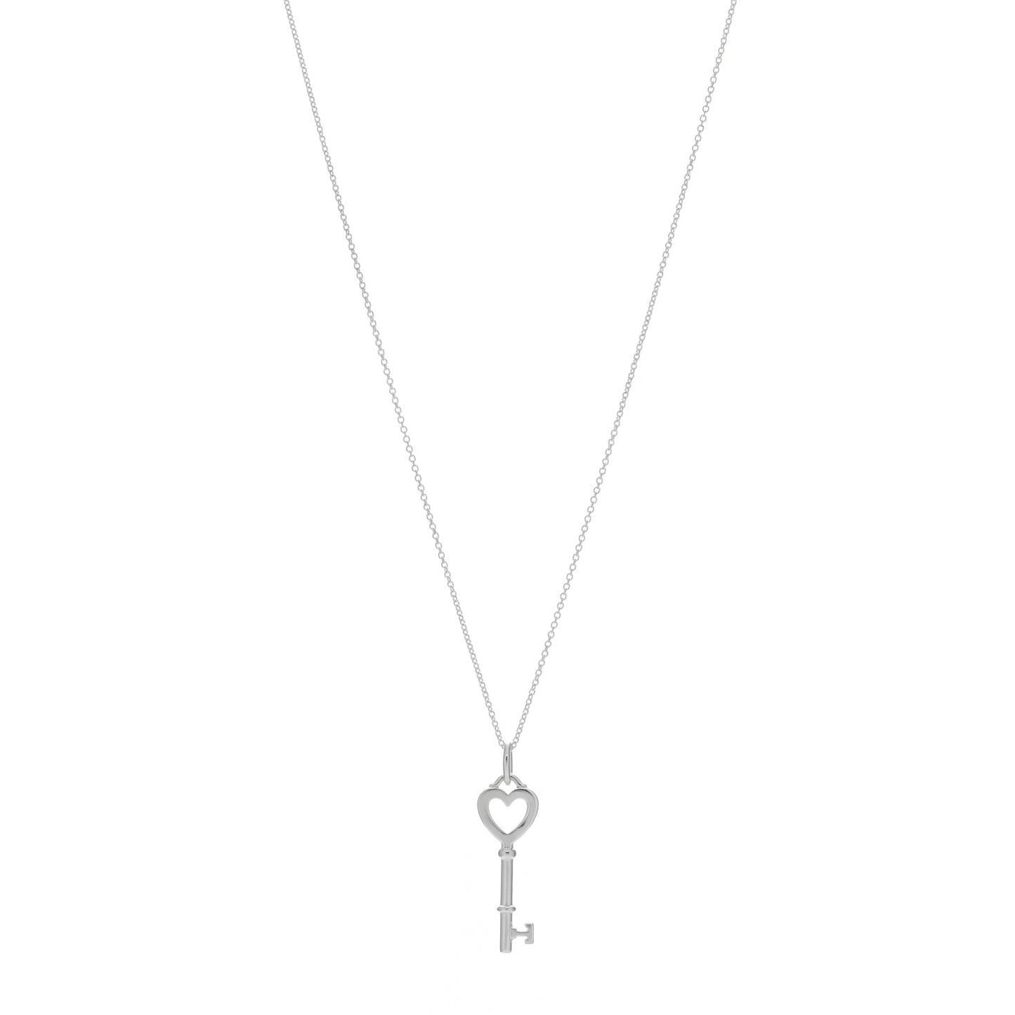Sterling Silver Small Heart Key Pendant Necklace