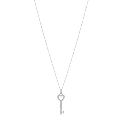 Tiffany Sterling Silver Small Heart Key Pendant Necklace 1 of 4