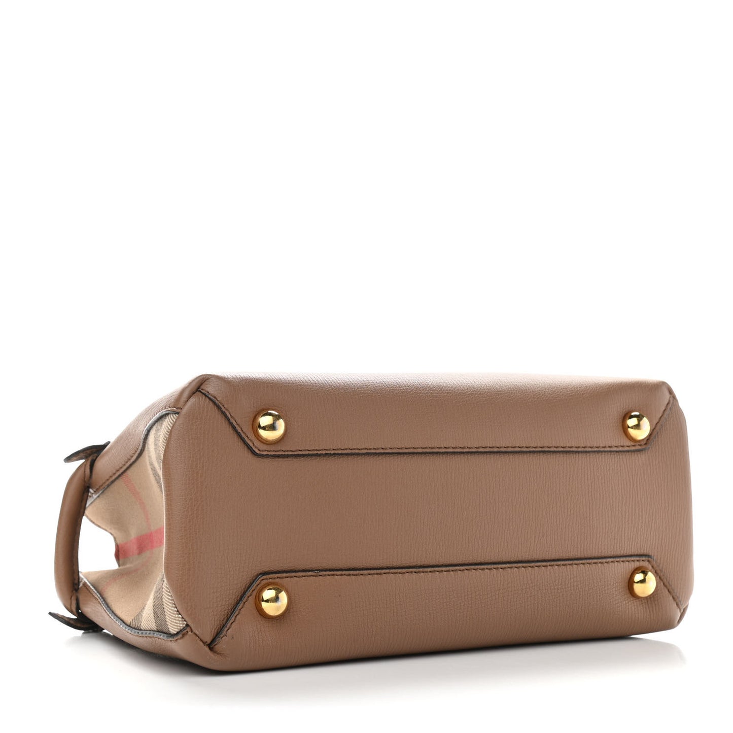 Grainy Calfskin House Check Small Banner Tote Tan