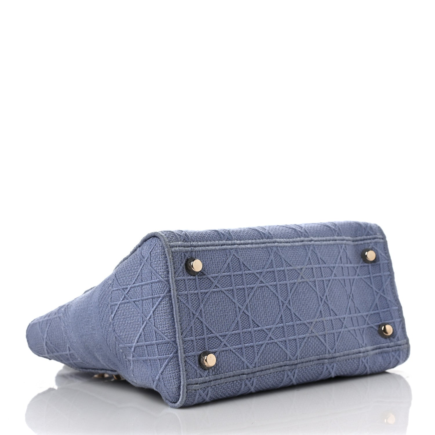 Christian Dior Canvas Embroidered Cannage Medium Lady D-Lite Blue 4 of 8