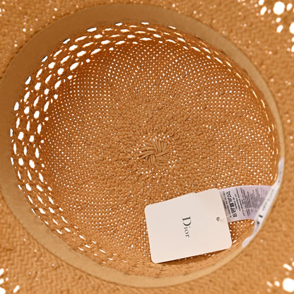 Christian Dior Straw Embroidered Bob Naughtily Large Brim Hat 58 Blue Multicolor 7 of 10