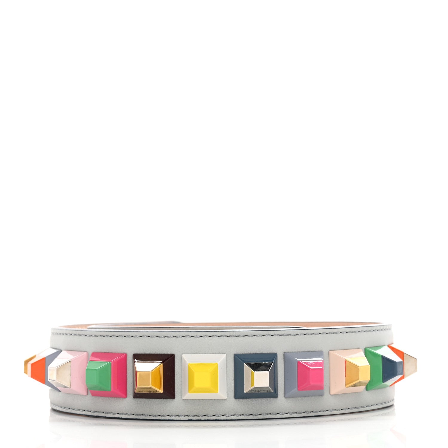 Fendi Vitello Dolce Plexiglass Bi-Color Studded Strap You Grigio Perla Plaster Multicolor 2 of 4