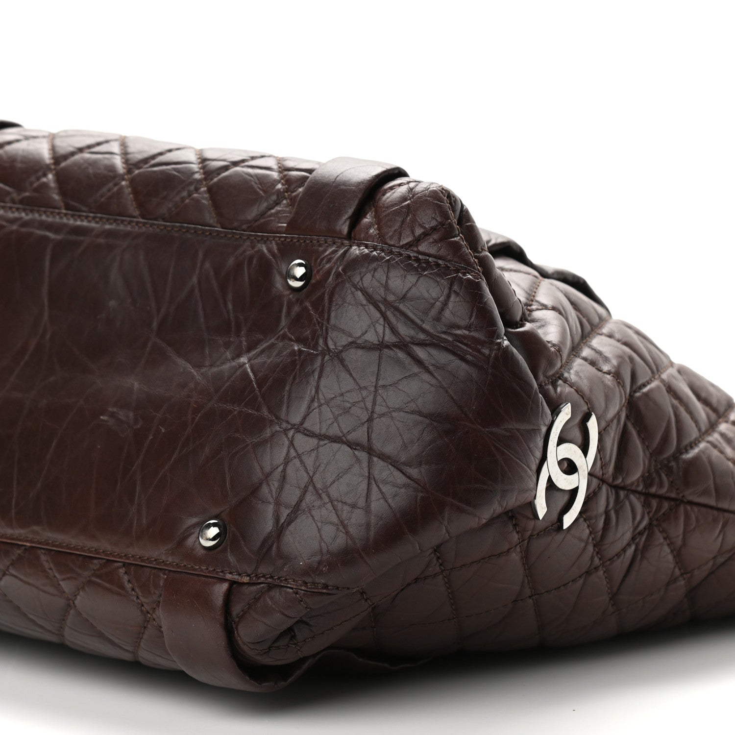 Chanel Distressed Lambskin Vintage Ligne Lady Braid Tote Brown 10 of 14