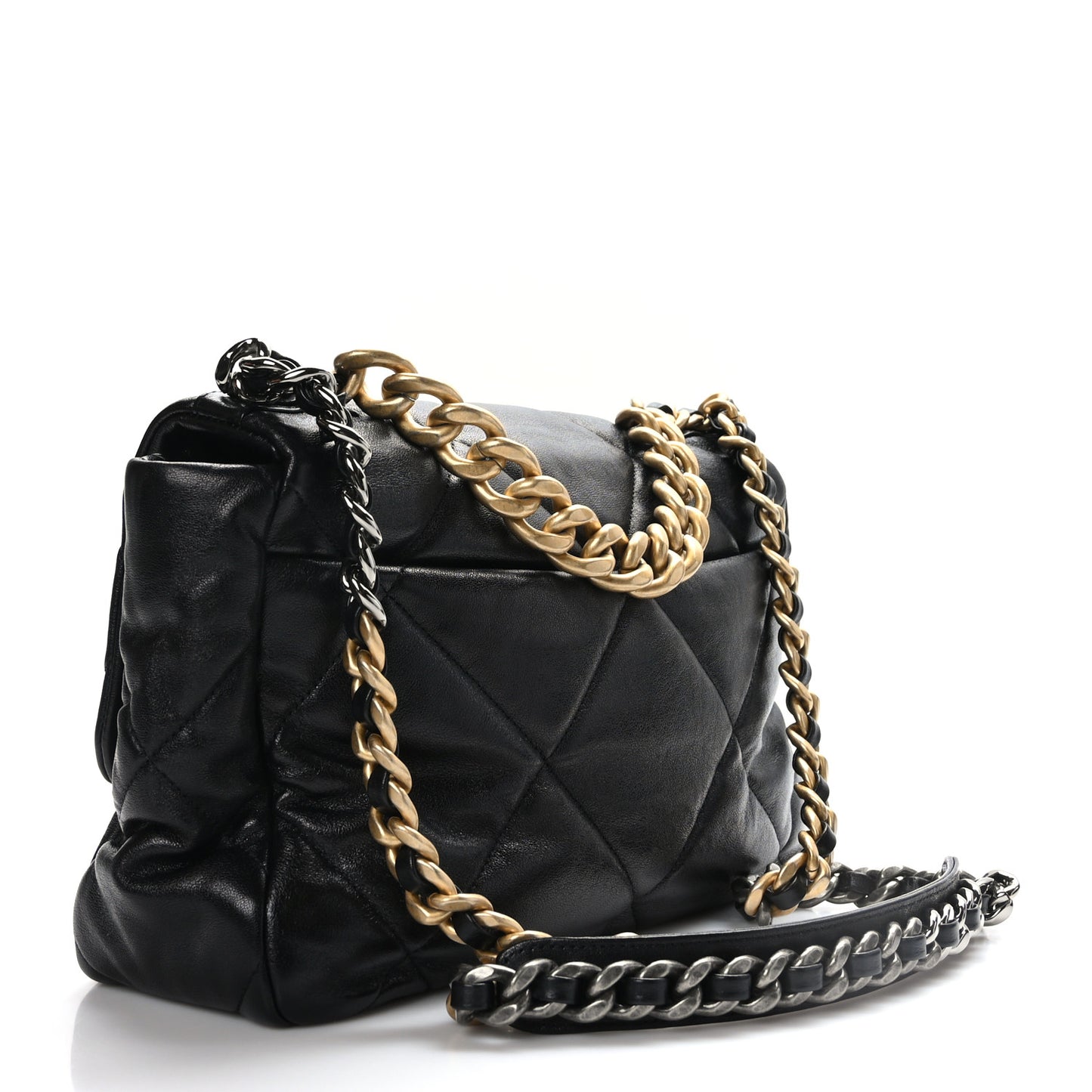 Lambskin Quilted Large Chanel 19 Flap Black