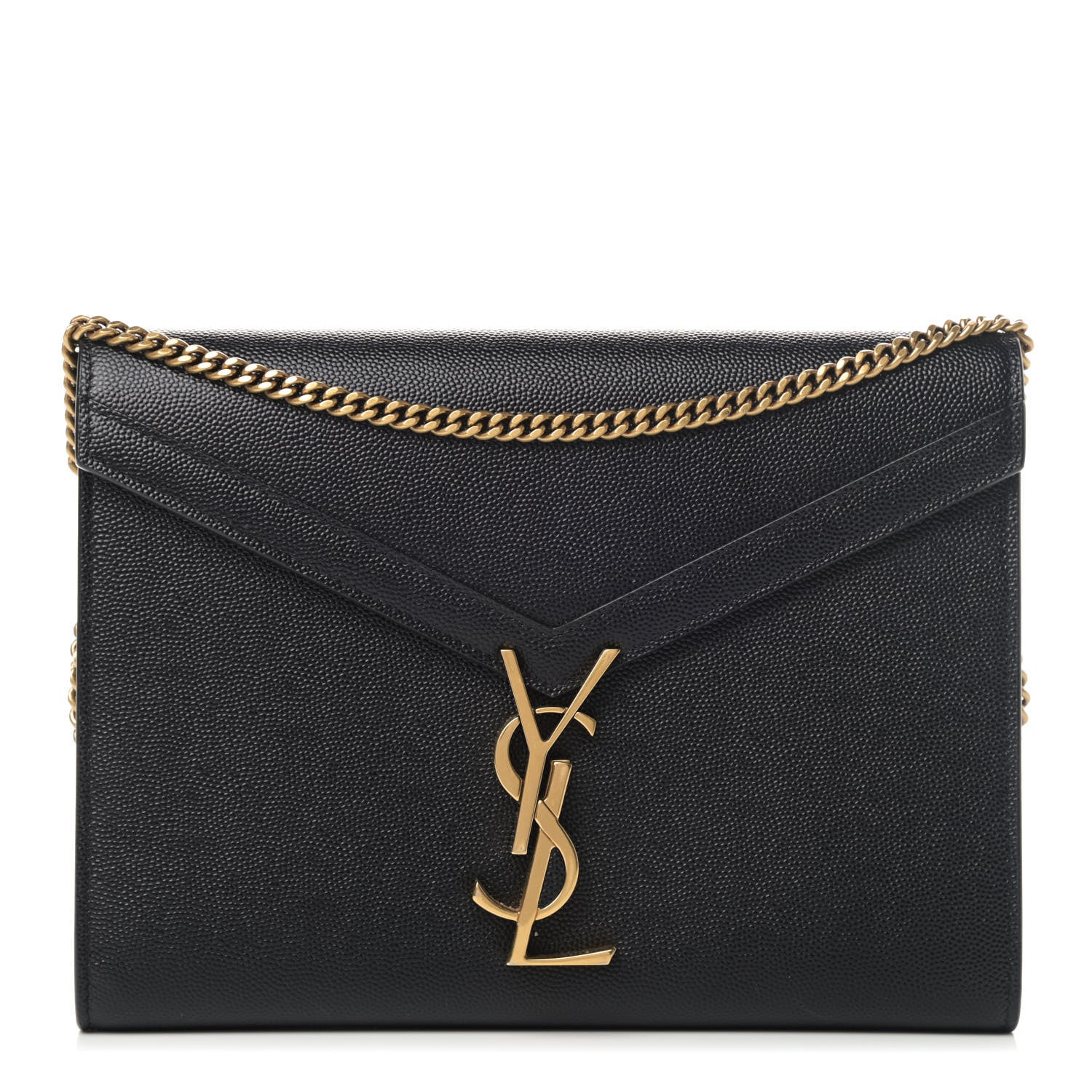 Saint Laurent Grain De Poudre Monogram Cassandra Chain Wallet Black 1 of 4