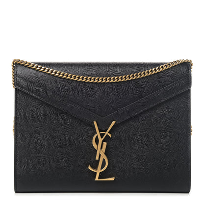 Saint Laurent Grain De Poudre Monogram Cassandra Chain Wallet Black 1 of 4