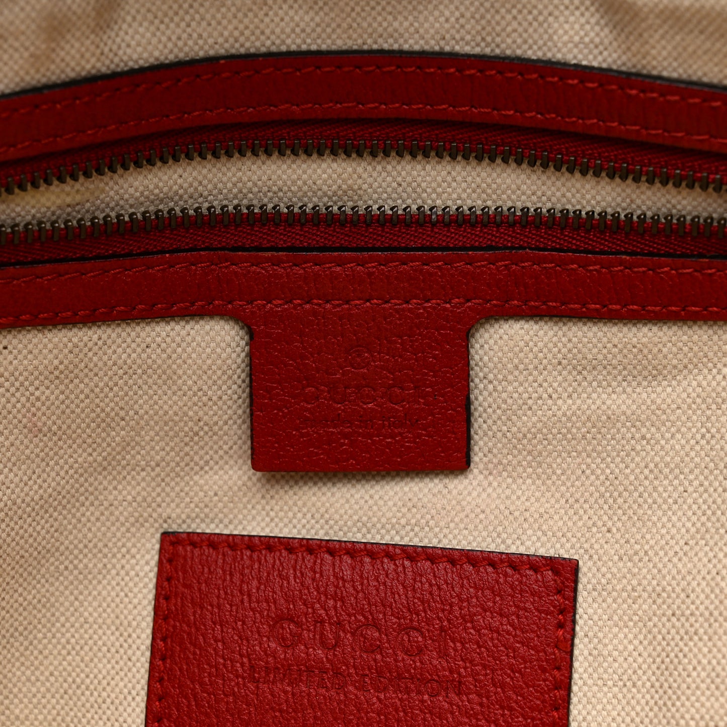 Soft GG Supreme Monogram Web Bosco Patch Small Crossbody Tote Beige Malva Hibiscus Red