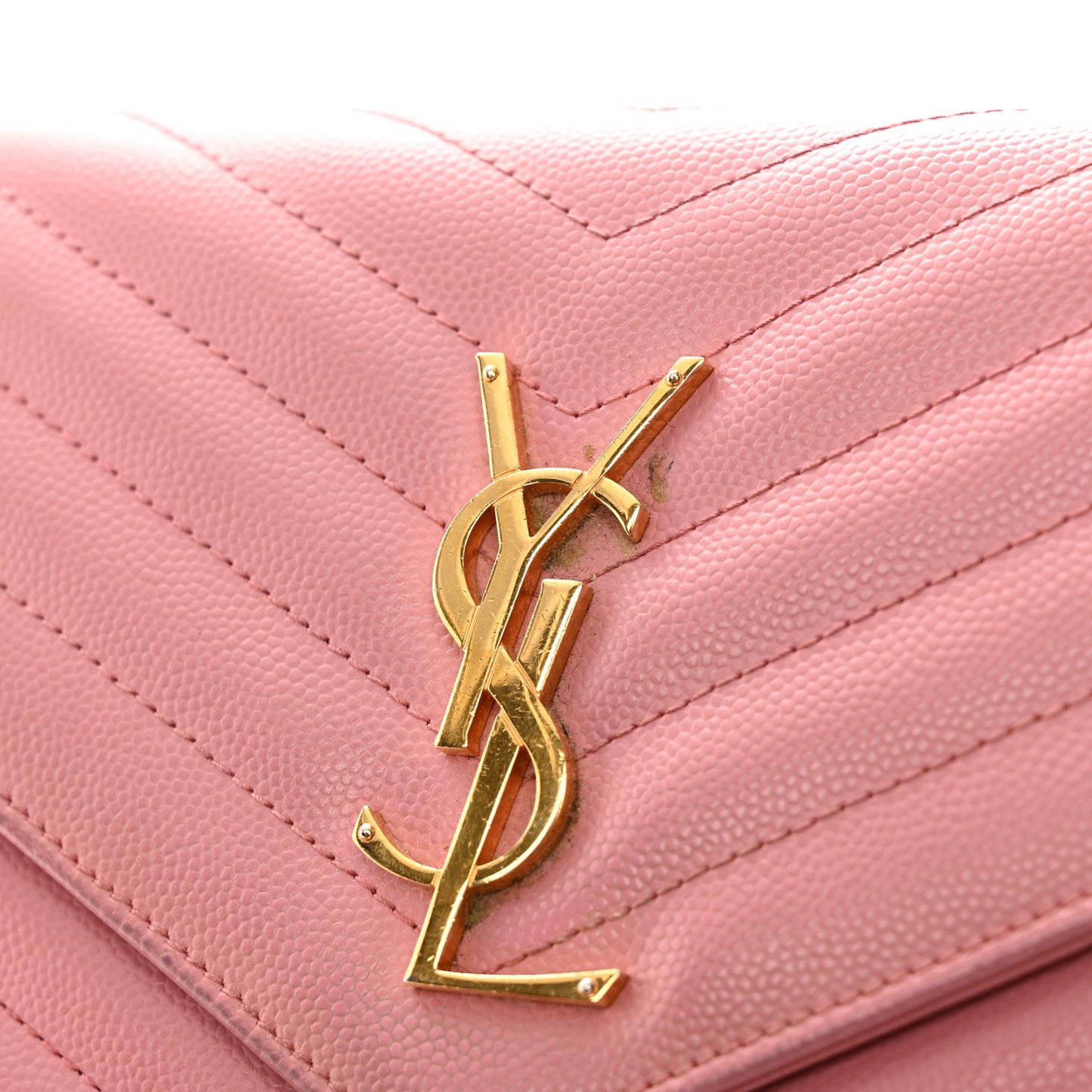 Grain De Poudre Matelasse Chevron Monogram Chain Wallet Tender Pink