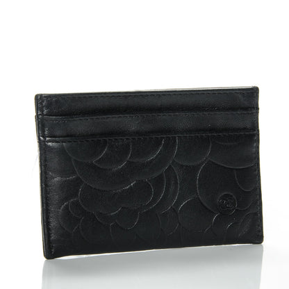 Chanel Lambskin Camellia Embossed Card Holder Black 3 of 8