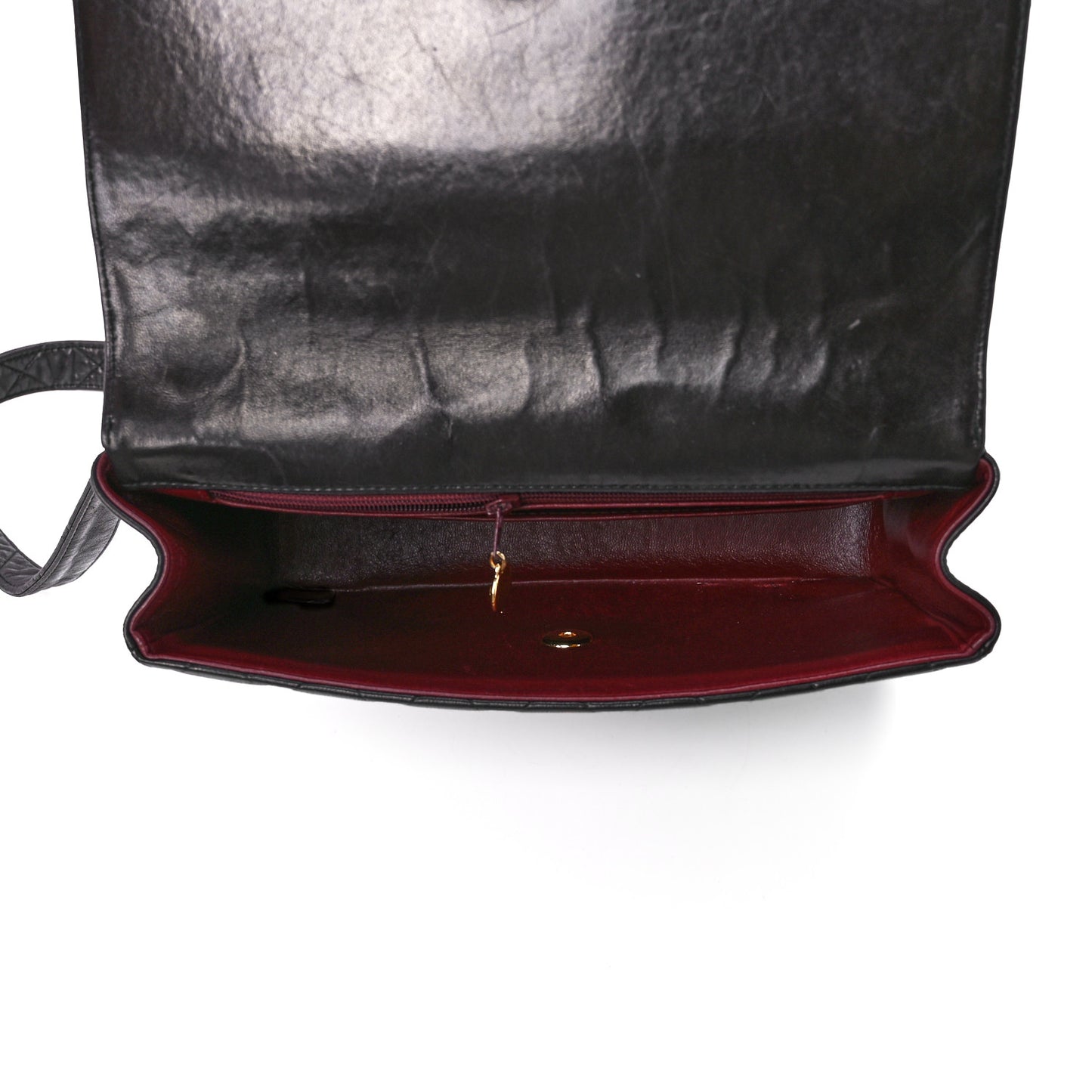 Lambskin Quilted Single Flap Shoulder Bag Black