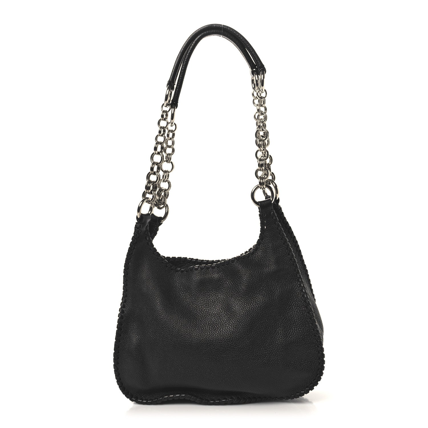 Prada Vitello Daino Chain Braided Hobo Black 1 of 11