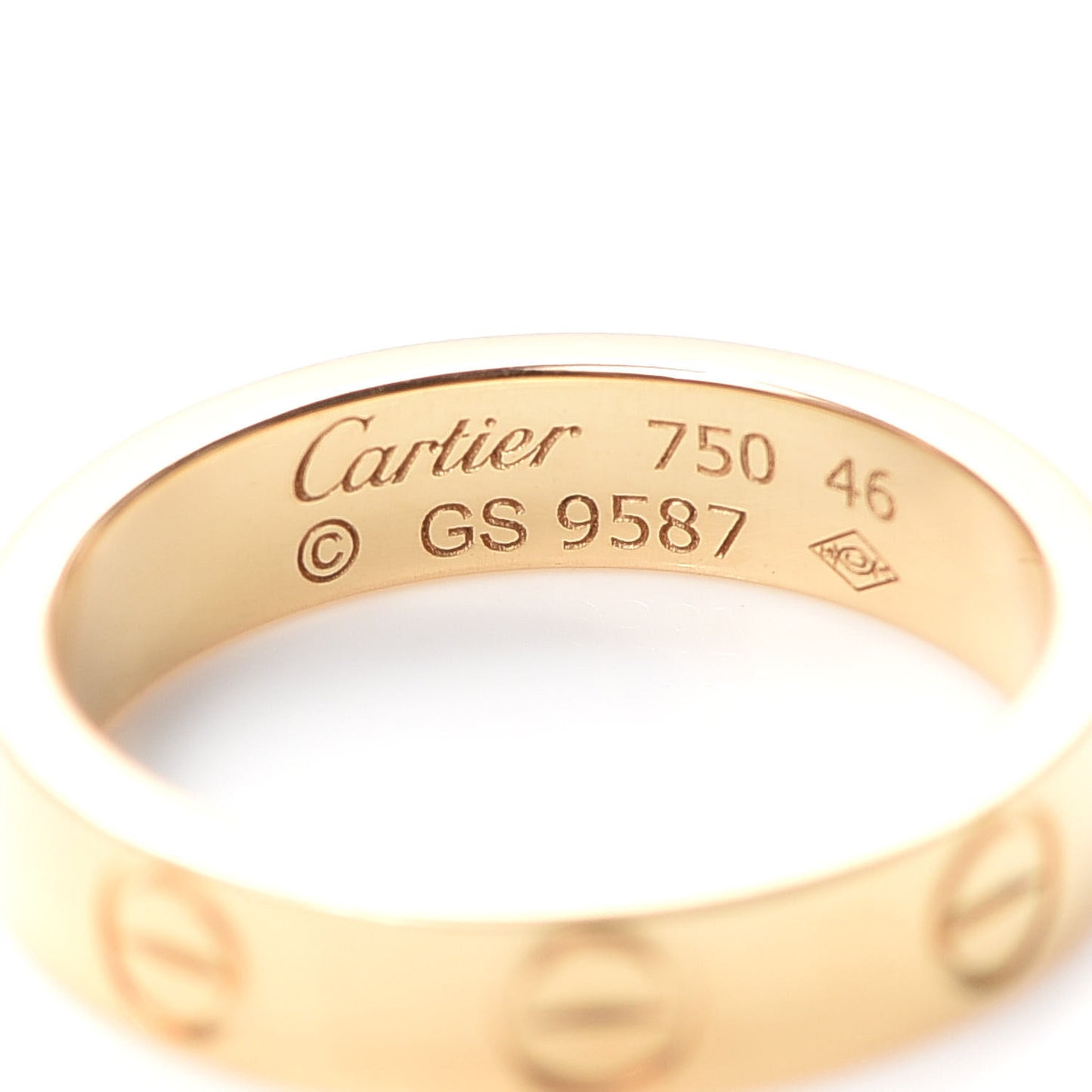 18K Yellow Gold 3.5mm LOVE Wedding Band Ring 46 3.75