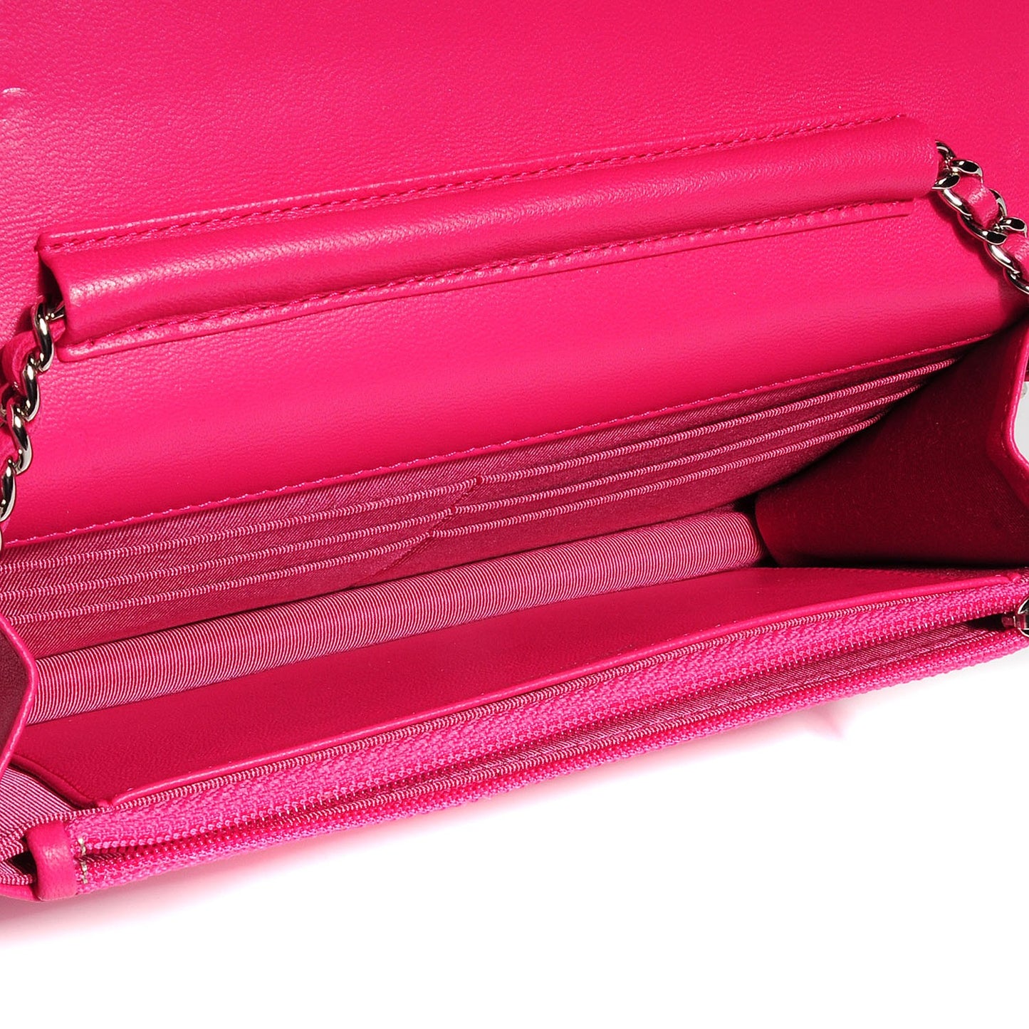 Lambskin Quilted Wallet On Chain WOC Fuchsia