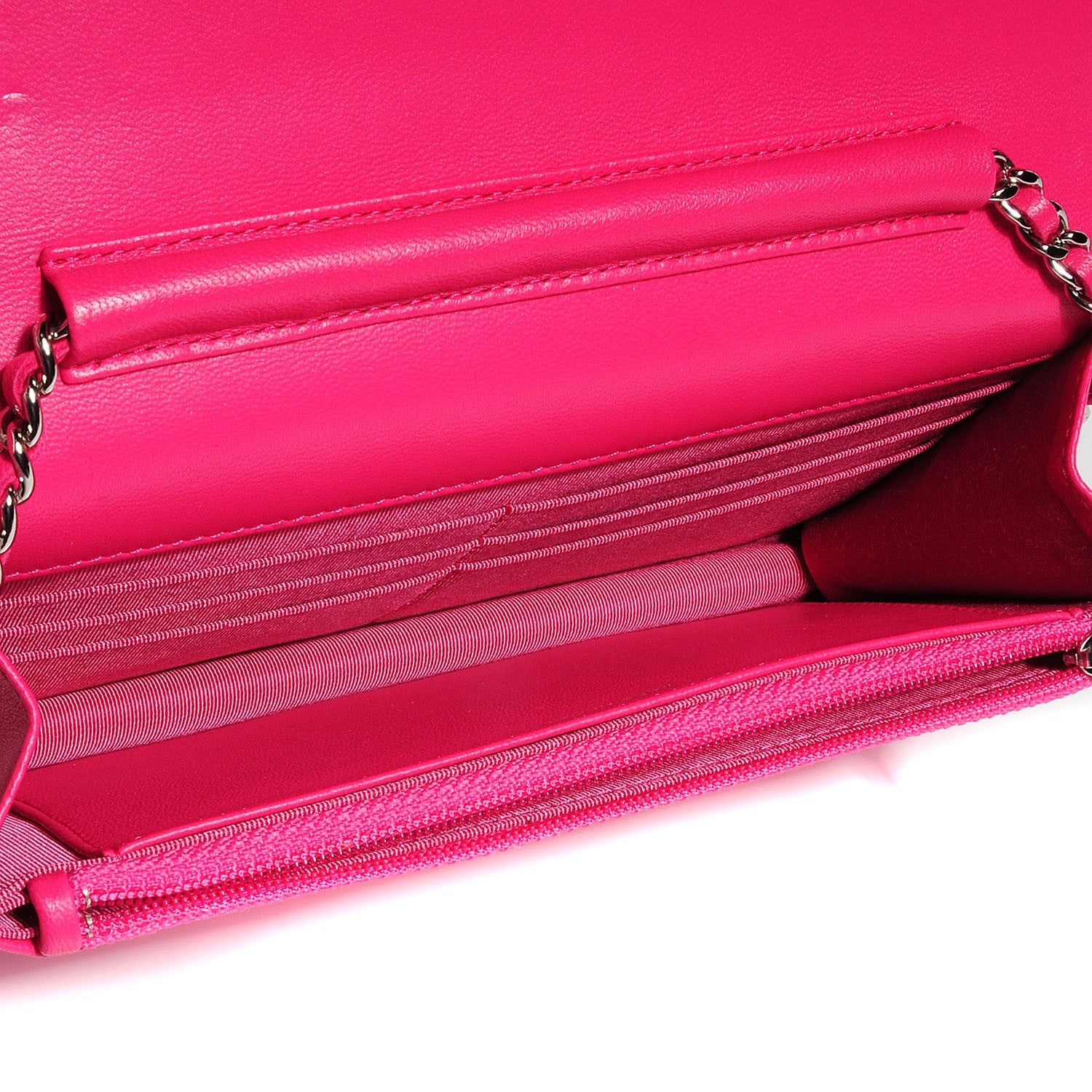 Chanel Lambskin Quilted Wallet On Chain WOC Fuchsia 6 of 9