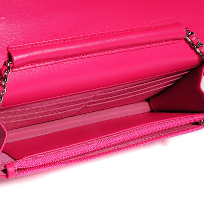 Chanel Lambskin Quilted Wallet On Chain WOC Fuchsia 6 of 9