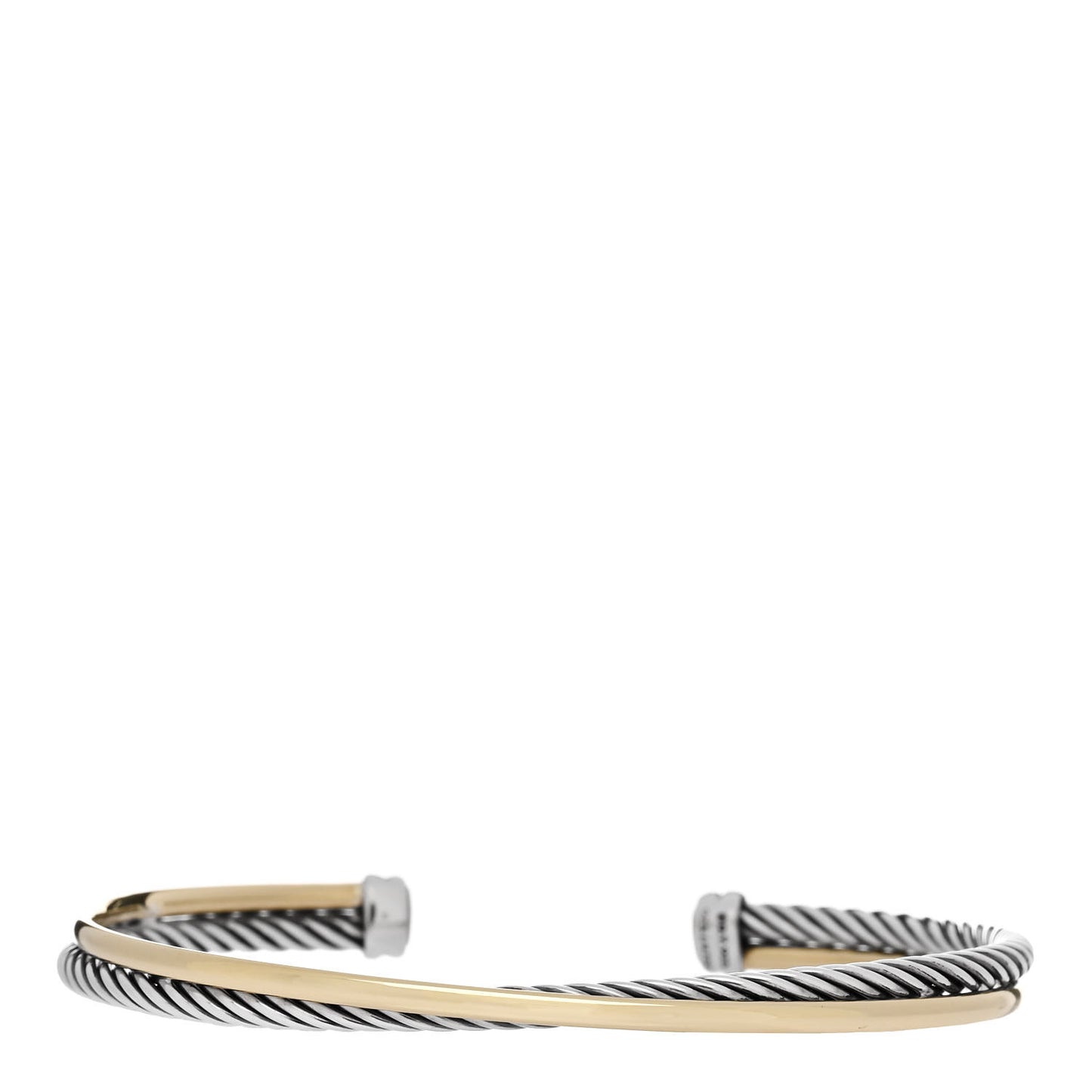 Sterling Silver 18K Yellow Gold 3mm Crossover Cuff Bracelet