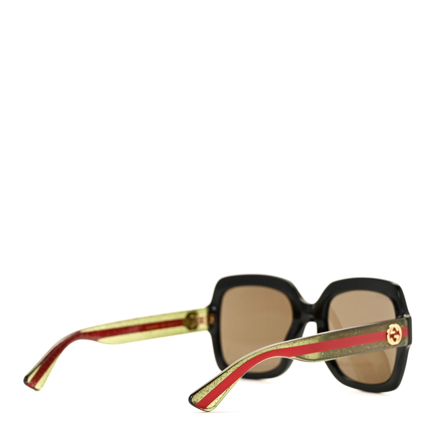 Acetate Square Frame Web Glitter Sunglasses GG0036S Black Green