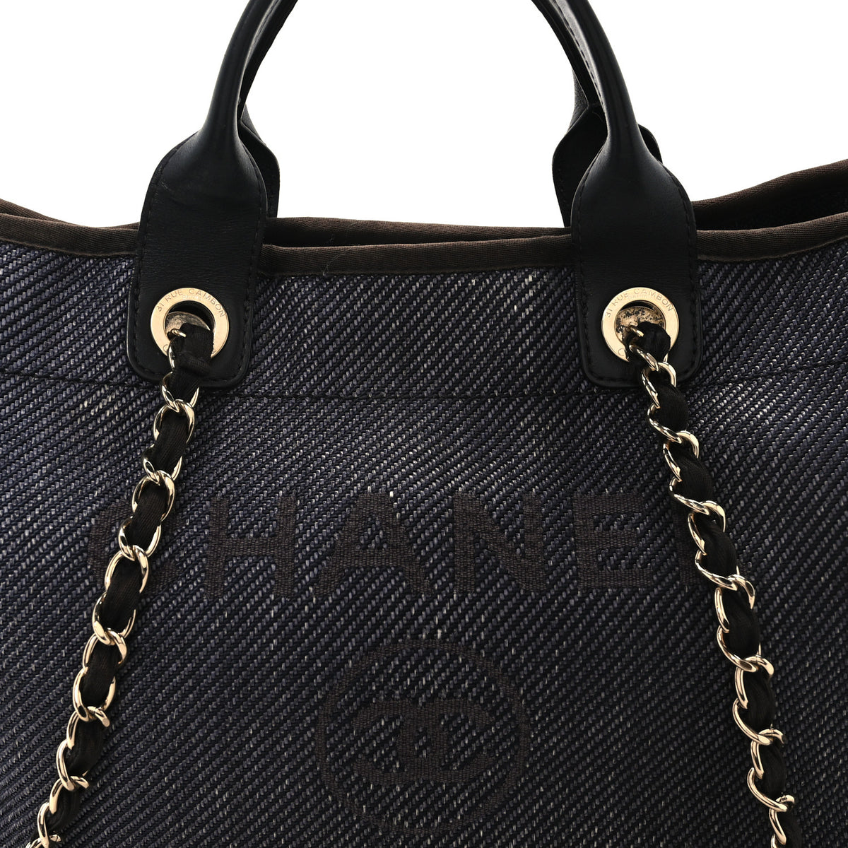 Chanel Denim Medium Deauville Tote Dark Blue 7 of 10