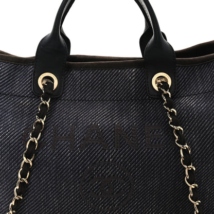 Chanel Denim Medium Deauville Tote Dark Blue 7 of 10