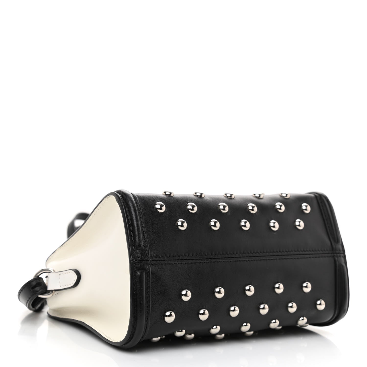 Alexander McQueen Calfskin Studded Mini Padlock Tote Black White 4 of 8