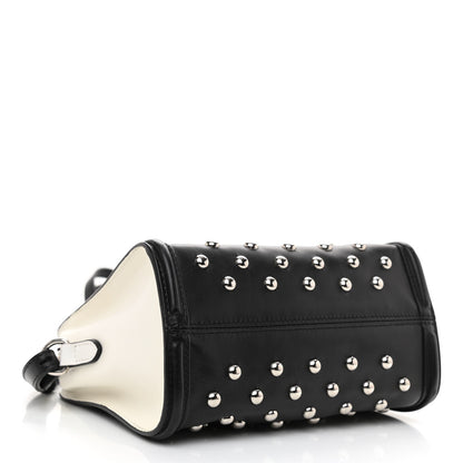 Alexander McQueen Calfskin Studded Mini Padlock Tote Black White 4 of 8