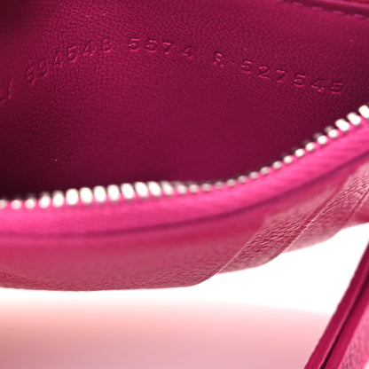 Balenciaga Grained Calfskin Miami Logo Cash Coin Card Holder On Keychain Fuchsia 8 of 8