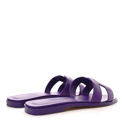 Hermes Calfskin Oran Sandals 38.5 Violet Majorette 4 of 9