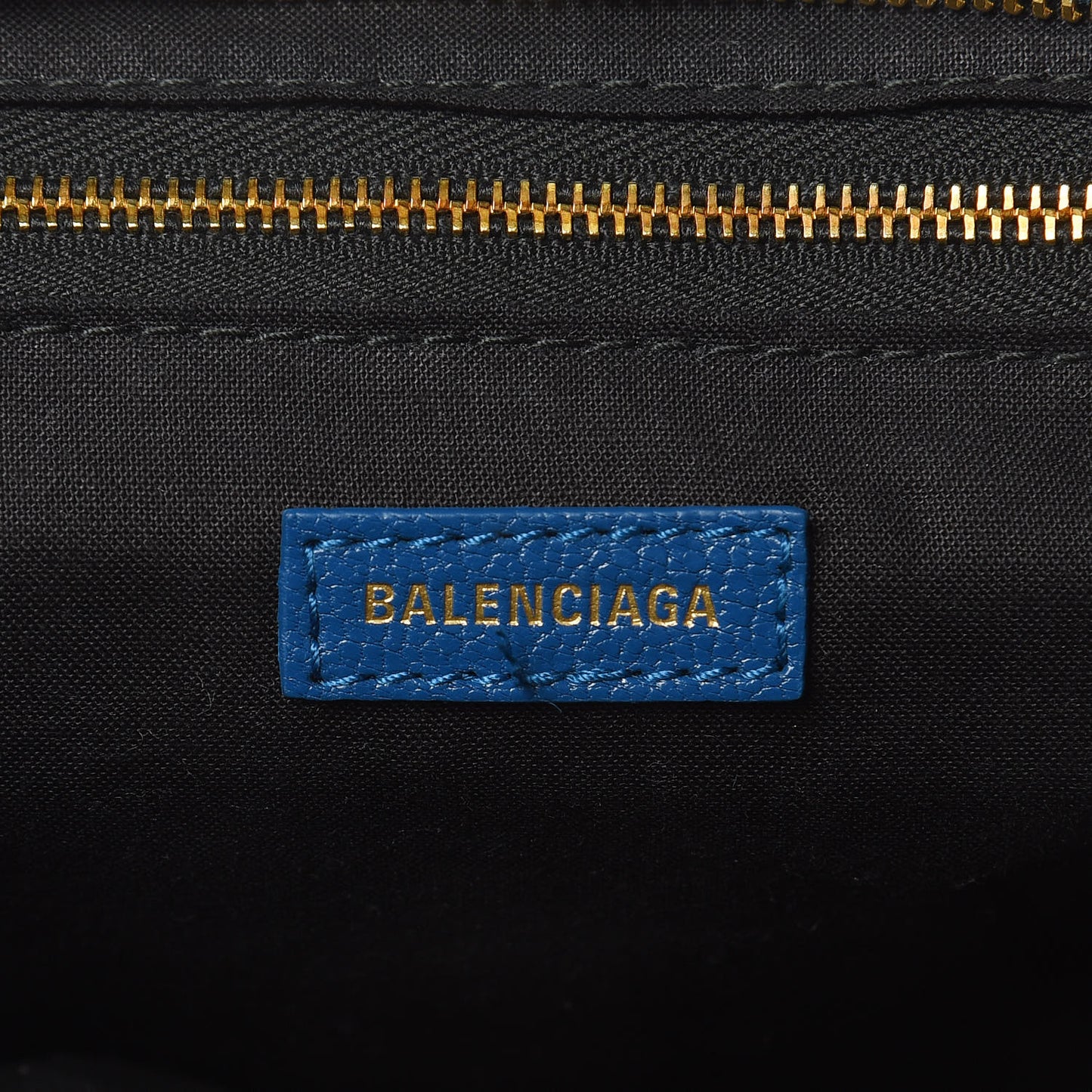 Shiny Goatskin Gold Metallic Edge Hardware S City Bleu Abysse