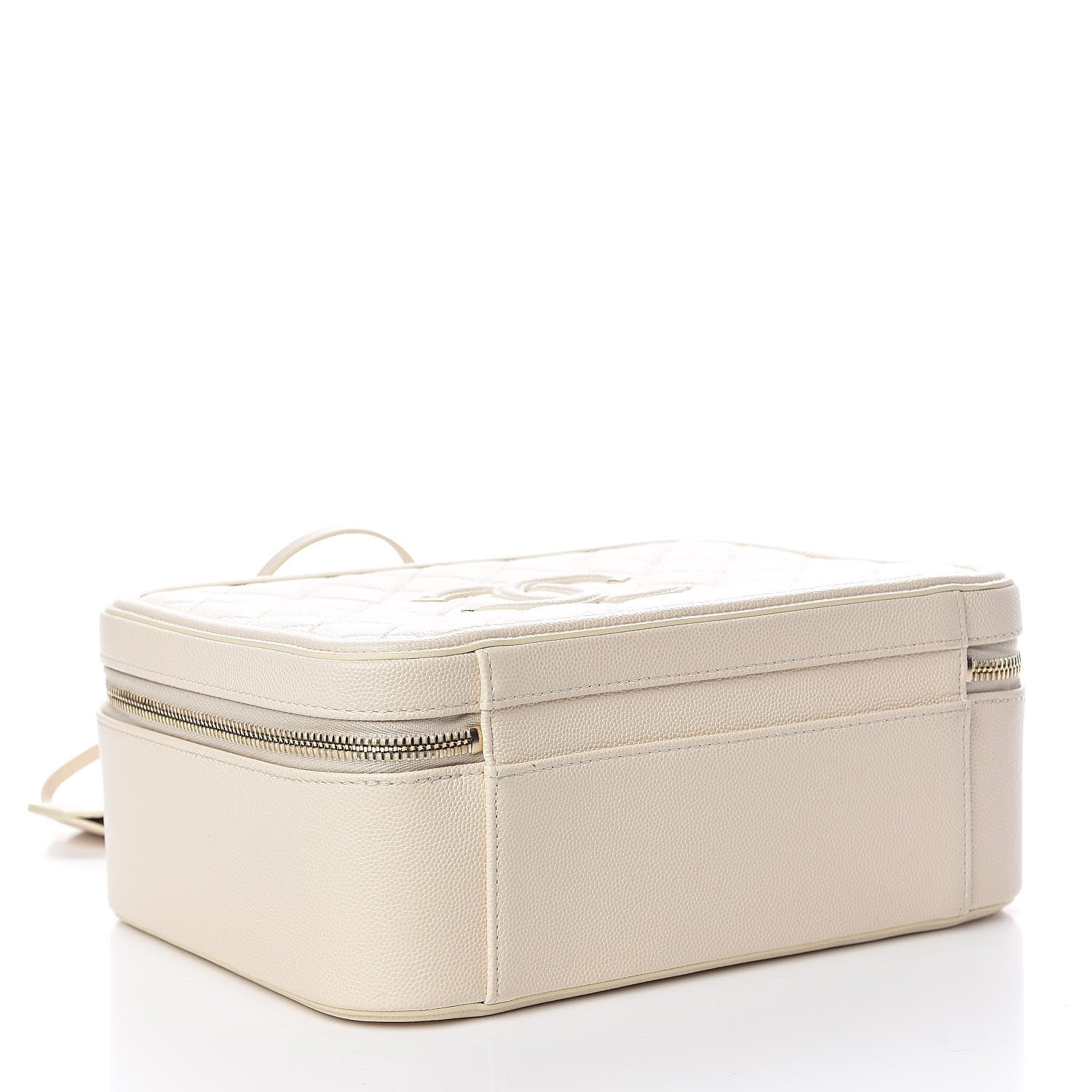 Chanel Caviar Quilted Large CC Filigree Vanity Case Light Beige 4 of 14