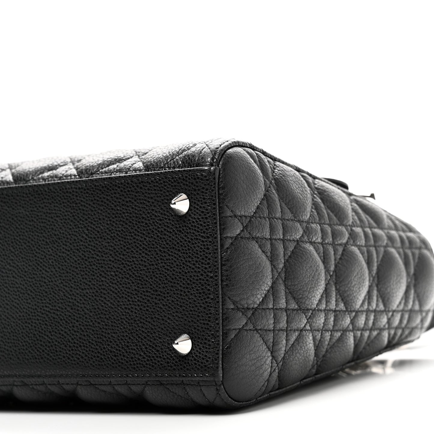 Grained Calfskin Cannage Medium Lady Dior Black