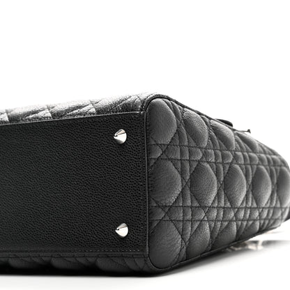 Christian Dior Grained Calfskin Cannage Medium Lady Dior Black 10 of 10