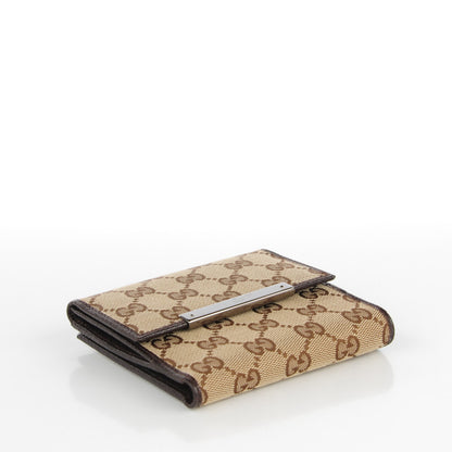 Gucci Monogram Metal Bar French Flap Wallet Beige Ebony Cocoa 4 of 7