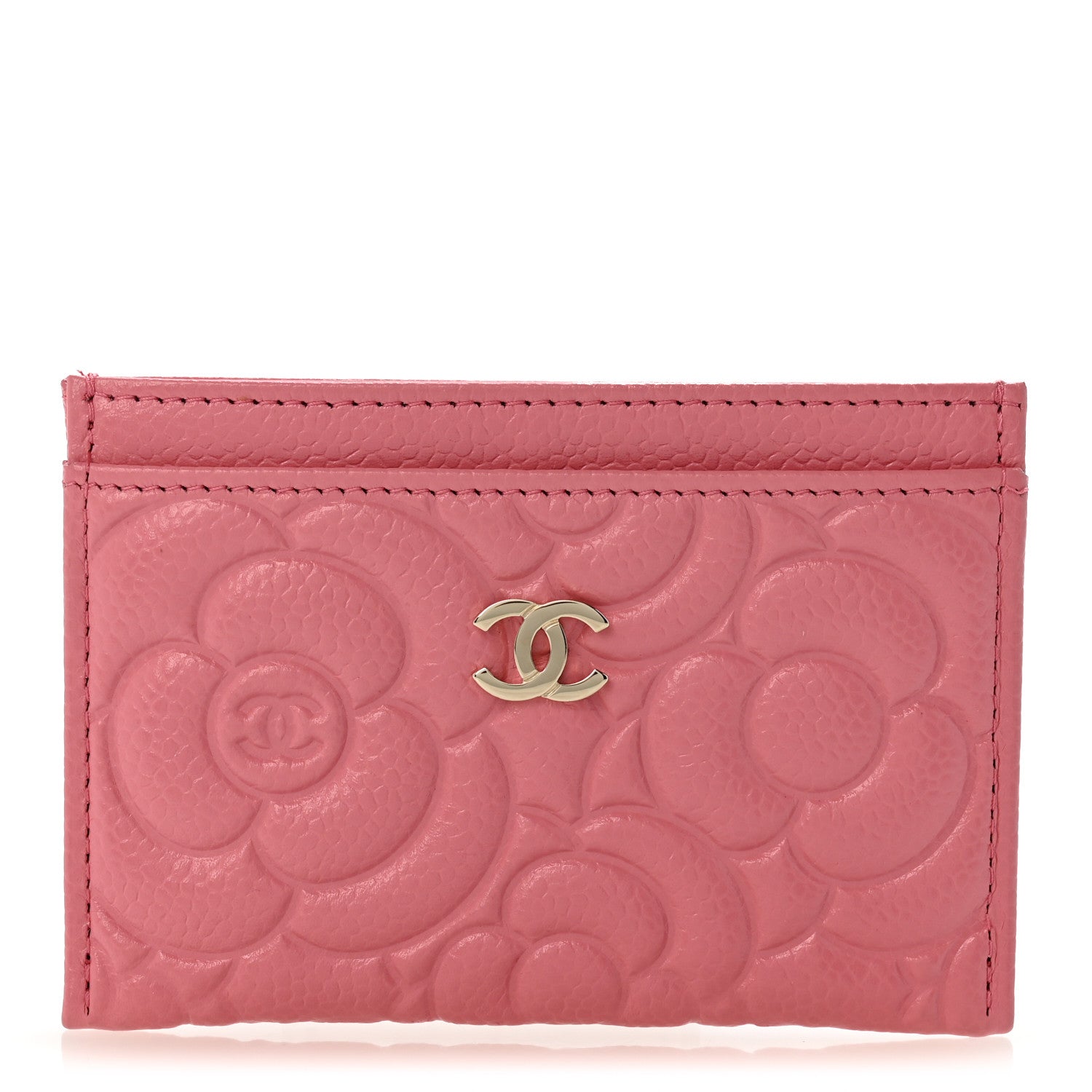 Chanel Caviar Camellia Embossed Card Holder Pink 1 of 8