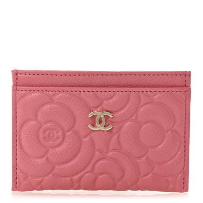 Chanel Caviar Camellia Embossed Card Holder Pink 1 of 8