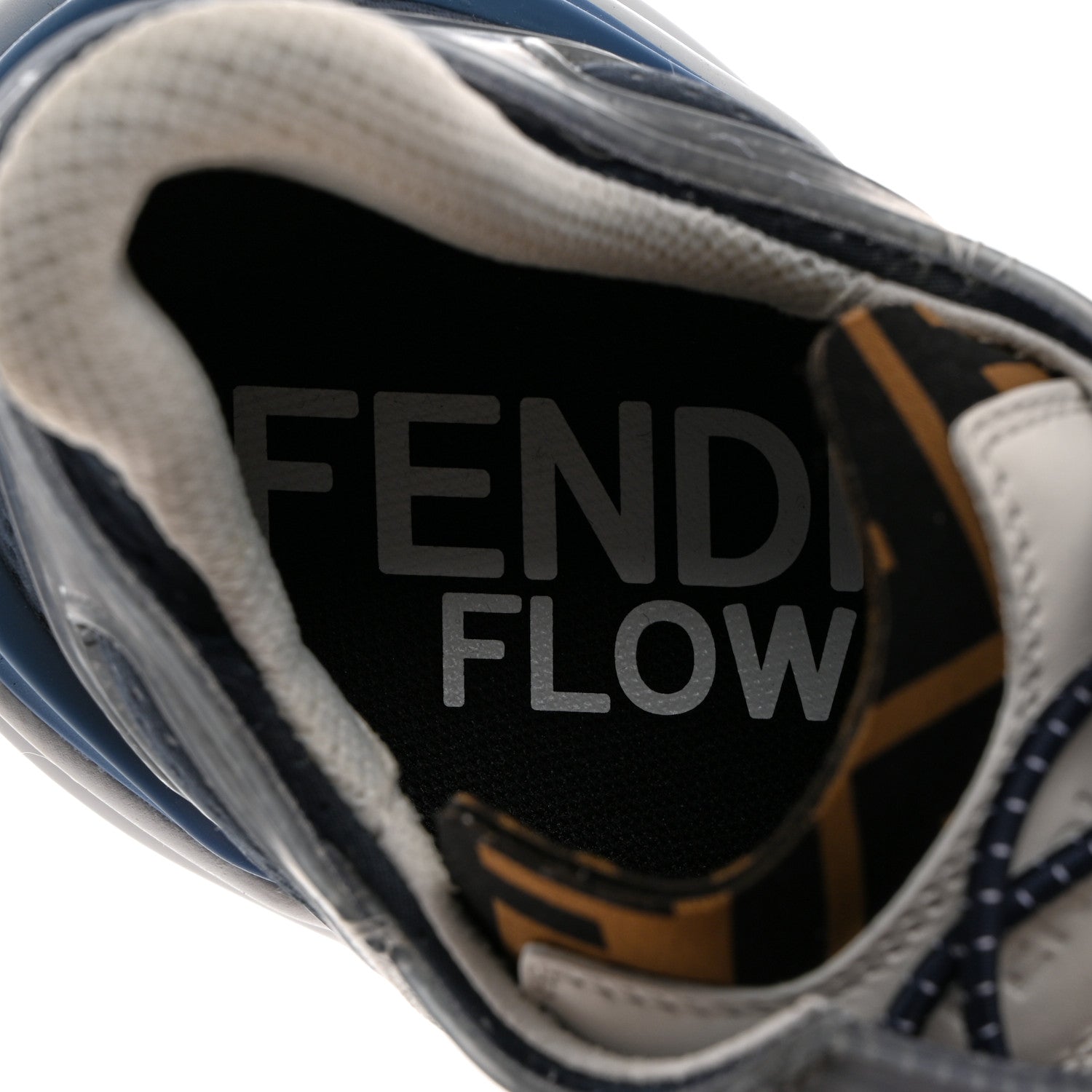 Fendi Fabric Calfskin Rubber Transparent Mens Fendi Flow Low Top Sneakers 9 Blue White 6 of 9