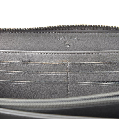 Chanel Calfskin Resin Stitched Zip Around Wallet Grey 9 of 17