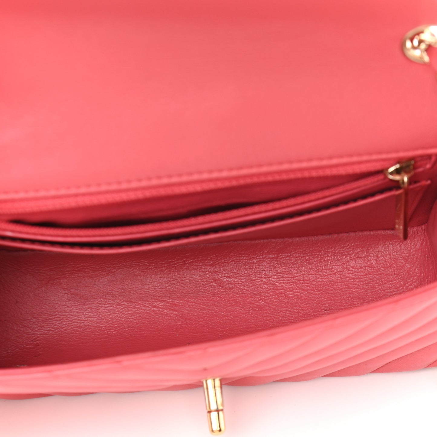 Lambskin Chevron Quilted Mini Rectangular Flap Pink