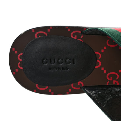 Gucci Nylon Calfskin Web GG Monogram Womens Thong Sandals 39 Green Red Cocoa 7 of 7