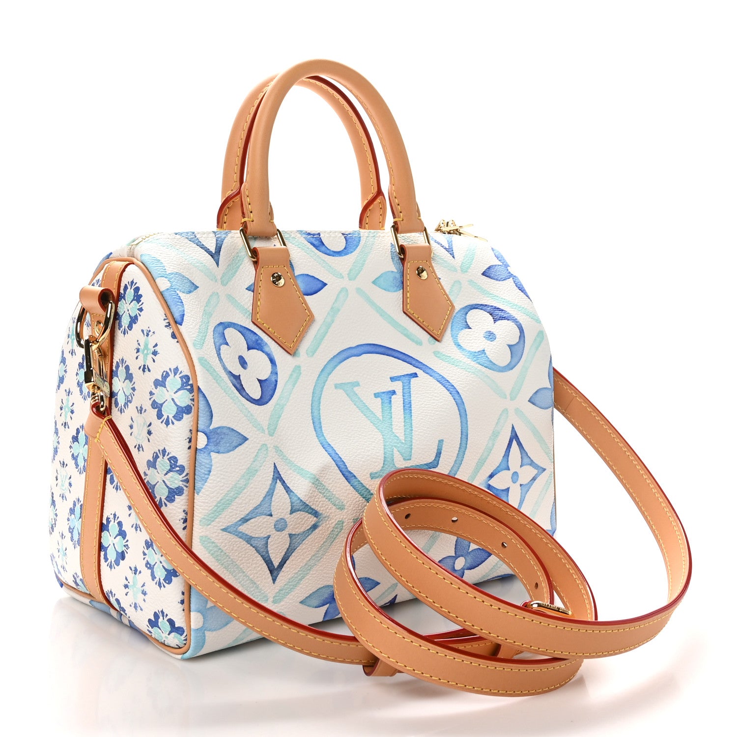 Louis Vuitton Monogram Tiles By The Pool Speedy Bandouliere 25 Lagoon Blue 3 of 10