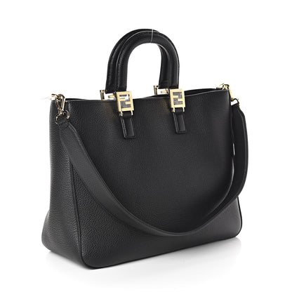 Fendi Cuoio Romano Selleria Medium FF Tote Black 2 of 8