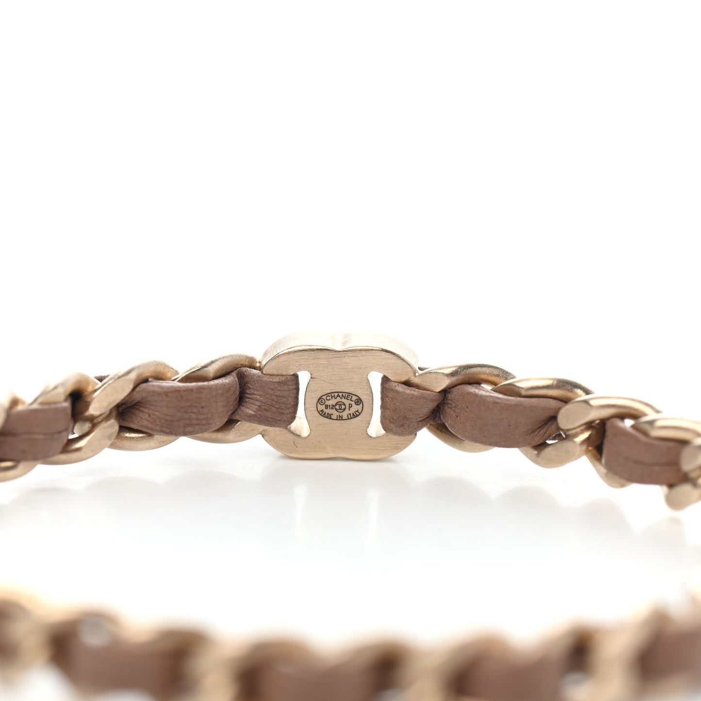 Lambskin CC Turnlock Chain Bracelet Beige Gold