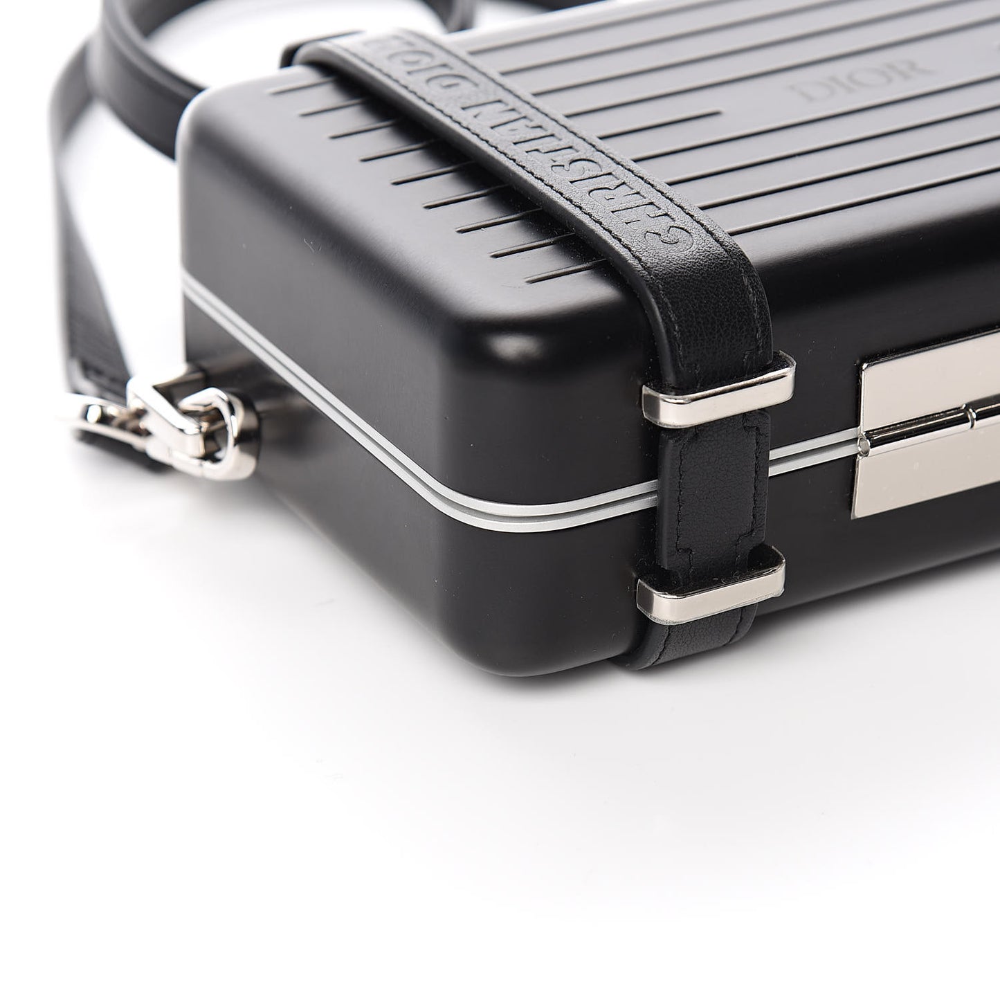 X RIMOWA Aluminum Personal Clutch On Strap Black