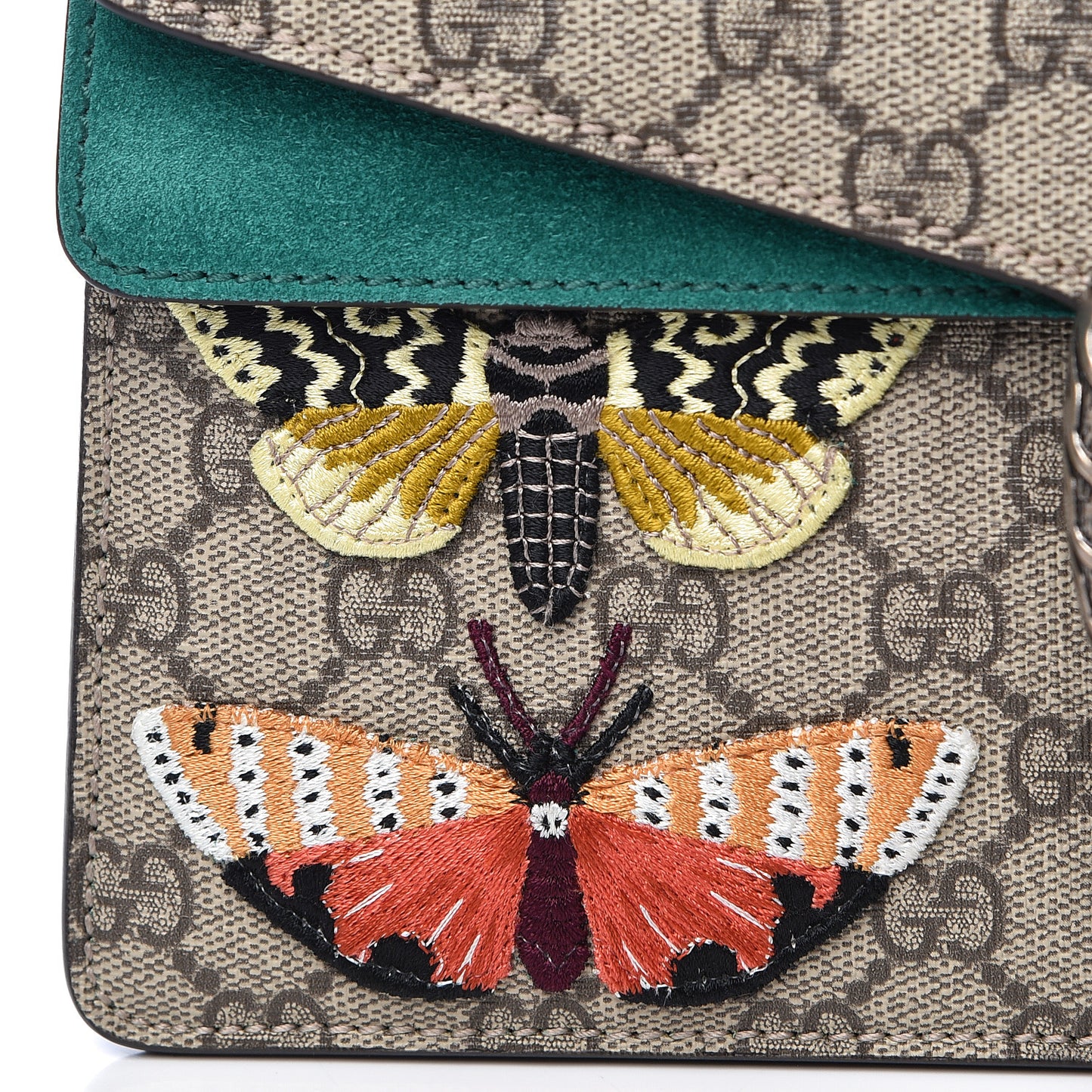 GG Supreme Monogram Willow Hill Embroidered Small Dionysus Shoulder Bag Emerald