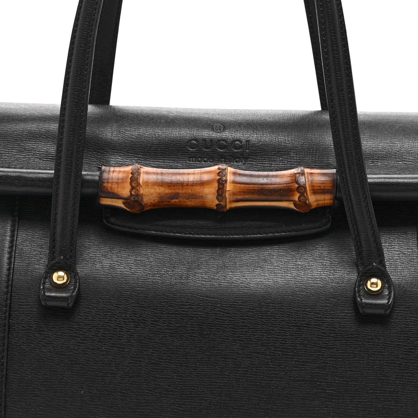 Calfskin Bamboo Bullet Top Handle Bag Black