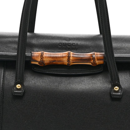 Gucci Calfskin Bamboo Bullet Top Handle Bag Black 9 of 11